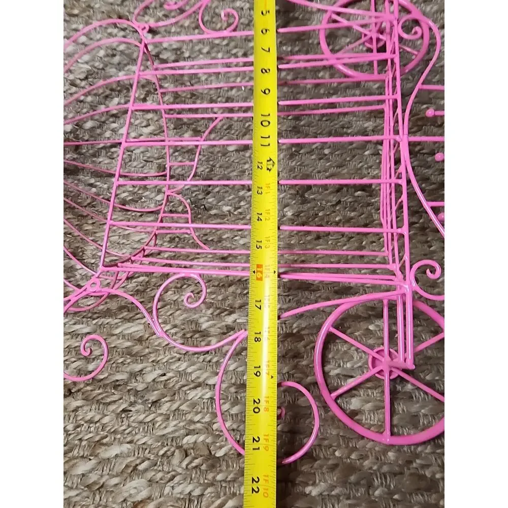 PINK PRINCESS CINDERELLA’S CARRIAGE WIRE WALL SHELF WITH HOOKS 22” HOME DECOR